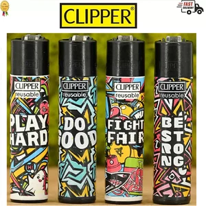 4 x Clipper Graffiti Motos Refilable Lighters Full Size (Full Set) - Picture 1 of 7