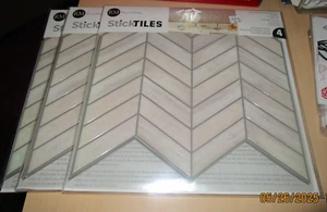NEW LOT 3 PACKS 12 ROOMMATES ROOM MATES STICK TILES CHEVRON WALL COVERING 10.5X8 - Picture 1 of 8