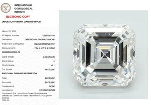 2.07 Asscher Lab Grown Diamond For Engagement Ring IGI Certified D VS1 - Picture 1 of 10