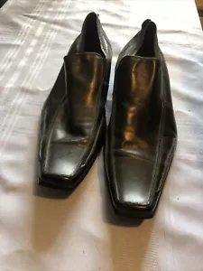 ALDO Size 9 Mens Black Leather Square Toe Slip on Loafers Dress Shoes EUR 42 - Picture 1 of 3
