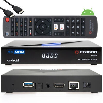 ► OCTAGON SPIRIT 4K UHD HDR10+ ANDROID TV OTT MEDIA STREAMING BOX 5G WLAN BT FB - Bild 1 von 4
