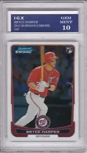 Bryce Harper ROOKIE CARD 2012 Bowman Chrome GEM MINT 10 BASEBALL $$ RC Phillies! - Bild 1 von 1