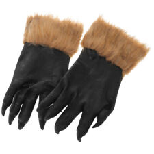  2 Pcs Monster Costume Accessories Plush Gloves Halloween Wolf Hairy