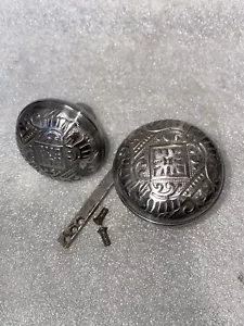 Antique Pair Of Corbin Canton Door Knobs Polished Wrought Steel - Picture 1 of 6