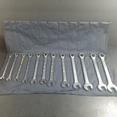 Dayton 12Pc Metric Combination Wrench Set Open Box End 8-19mm Pouch USA 6 12 pt - Image 1 of 4