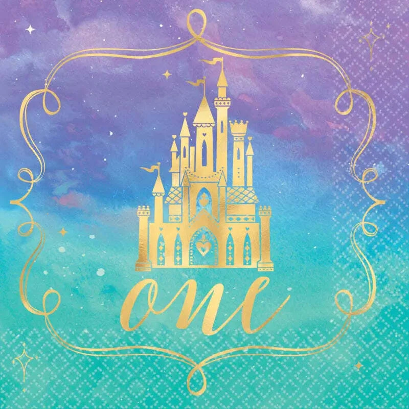 Disney Princess Once Upon A Time 1st Birthday Party Beverage Napkins Serviettes - Image 1 of 1