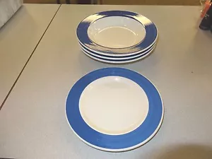 Furio ~ ITALY 4 PCS WITH BLUE RIM ~ 3 Rimmed Soup Bowls 1 RIMMED SALAD PLATE - Imagen 1 de 3