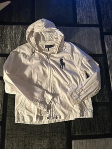 VTG Polo Ralph Lauren XL White  Zip Hooded 90s Jacket  Big Pony - Picture 1 of 4