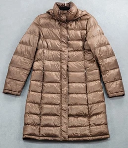 Calvin Klein Women's Med Hood Packable Burning Man Down Puffer Coat Dark Copper - Picture 1 of 14