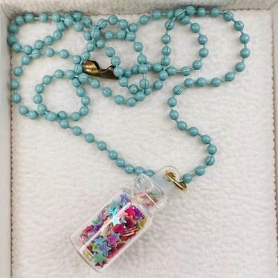 GoodMorning StarShine, Multicolor STARS IN A BOTTLE on Turquoise Ball/Bead Chain - Image 1 of 4