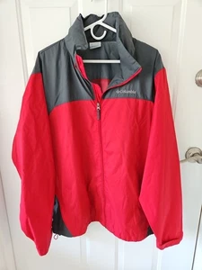 Columbia Herren Full Zip Windbreaker rot grau Nylon Jacke Gr. XL versteckte Kapuze - Bild 1 von 4