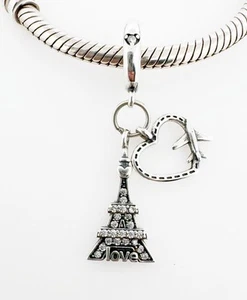 Eiffelturm Dangle Charm Love Paris Frankreich echt 925 Sterling Silber 💖 - Bild 1 von 8