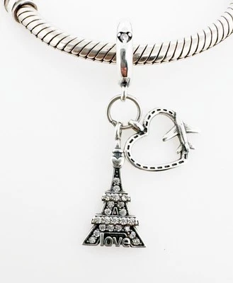 Eiffel Tower Dangle Charm Love Paris France Genuine 925 Sterling Silver 💖 - Image 1 of 4
