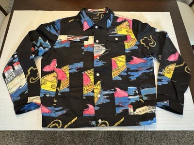 Pre Owned Good Pink Dolphin Sail Away Button Windbreaker Black Men Size Medium - Image 1 of 4