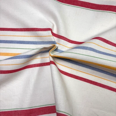 Superb Cotton Kitchen Toweling, Multicolor Stripes on Ivory $2.99 per Yard 17"W