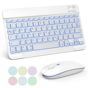 TECURS Kabellos Tastatur Maus Set 7 farbige Hintergrundbeleuchtung Bluetooth - Bild 1 von 24