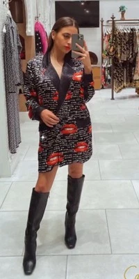 Chaqueta Camilla AU/UK S US 6 Labios Negros/Rojos 'Chaos Magic' Arte Pop Declaración Fiesta Foto 1 de 4