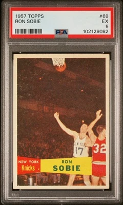 1957 TOPPS RON SOBIE 69 EX RC SP CENTERED PSA 5 BASKETBALL NEW YORK KNICKS - Image 1 of 2