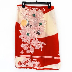 French Connection Geranium 100% Silk Zipped Side Skirt Midi size 8 Y2K - Picture 1 of 9