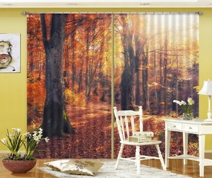 3D otoño bosque H2267 foto bloqueo cortina tela ventana miel 2023 - Imagen 1 de 7