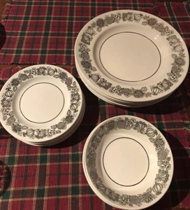 19 Piece Manitou By Grindley Staffordshire England Ironstone Dishes Black White - Picture 1 of 12