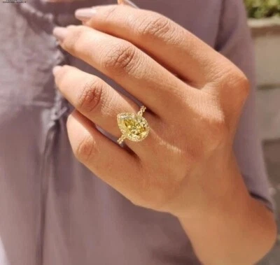 Anillo de compromiso de diamantes y zafiros naturales de 3,50 quilates de oro amarillo macizo de 14 quilates talla 6 Foto 1 de 4