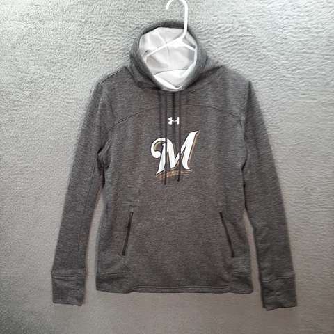 Milwaukee Brewers Sweatshirt Womens Medium Loose Gray Under Armour Coldgear MLB Cover