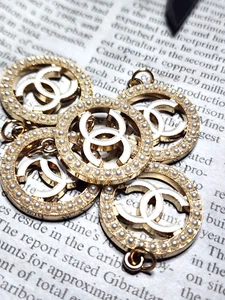 Chanel zipper pulls lot of 5 white with pearls 25mm 1 inch - Picture 1 of 3