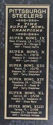 Pittsburgh Steelers 6x Super Bowl Champions  4x10 plate - Image 1 of 2