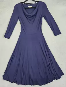 MONSOON Dress Womens Size 2 Blue Cowl Neck Long Sleeve Fit and Flare Stretch - Picture 1 of 21
