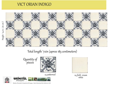 Original antique 48 reclaimed wall tiles Victorian black indigo floral aesthetic Cover