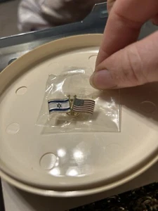 Israel America Twin Flags Pin Badge USA Judaism Rare Vintage - Picture 1 of 1