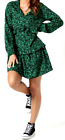 New Womens Floral Green V Neck Button Tiered Dress Size UK 14 UK 16 UK 20