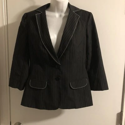 Jaqueta blazer listrada vintage estúdio 1940 tamanho pequeno preto - Imagem 1 de 4