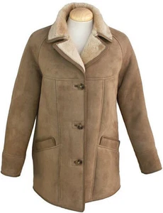 Ladies April Suede Sheepskin Coat - Mushroom Sheepskin Jacket - Picture 1 of 1