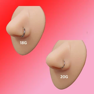 Valentine 18G 20G 8mm Hinged Clicker Surgical Steel Nose Ring Hoop Septum Stud - Picture 1 of 11