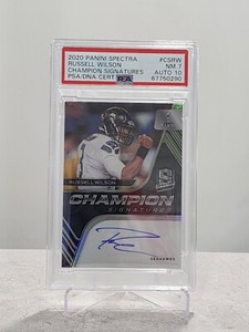 2020 Spectra Russell Wilson Champion Signatures autograph prizm auto /15 PSA/DNA