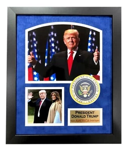 SELTENE Präsident Donald Trump gerahmtes Fotosiegel Collage MAGA Erinnerungsstücke Amerika - Bild 1 von 6
