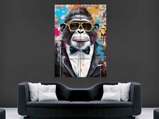 GORILLA POSTER COOL MONKEY GLASSES SUIT FUNNY ART PRINT ART WALL LARGE GIANT