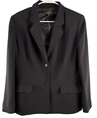 Kasper Classics Blazer Women Size 14 Black Long Sleeve Two-Button Career Classic - Image 1 of 4