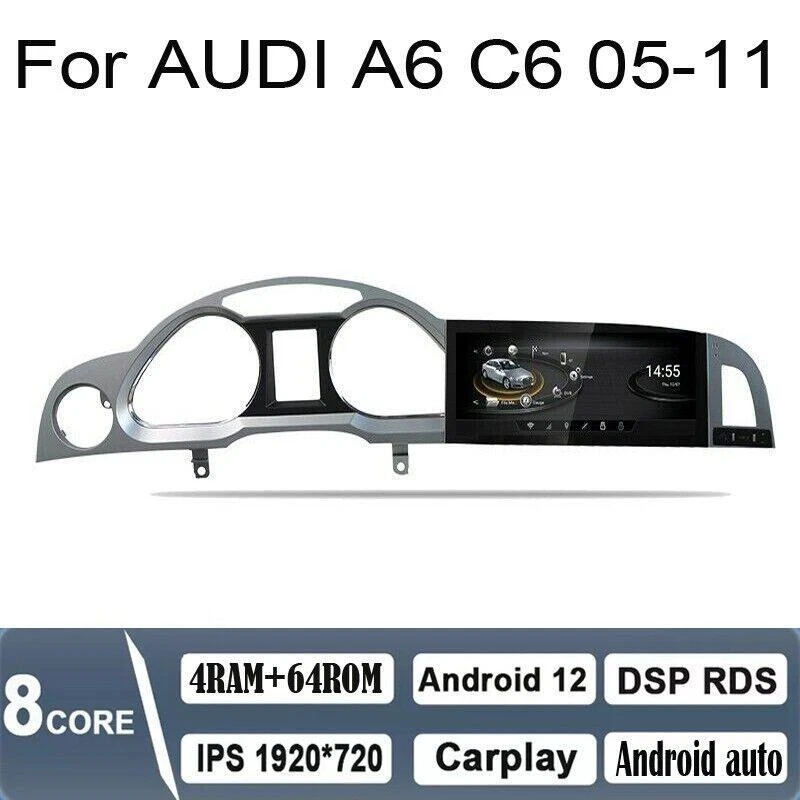 10.2" Android Navigation Car Gps Stereo Radio Wifi Carplay For Audi A6 C6 S6 Mmi - Image 1 of 4