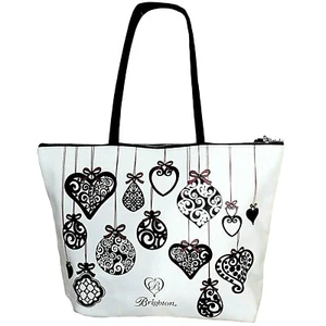Retired Brighton Christmas Ornaments Love Notes Faux Saffino Leather Tote Bag - Picture 1 of 10