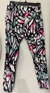 Athletic Girls Size L 14/16 Athletic Pants Black With Multicolor  Ankle - Picture 1 of 4