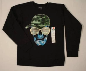 NEW Boys Sweatshirt Size 2XL (18) Sweats Crew Neck Top Black Skull Camouflage - Picture 1 of 2