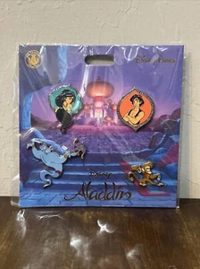 Disney Parks Aladdin Jasmine Abu & Genie Booster 4 Pin Set Trading NEW - Picture 1 of 5