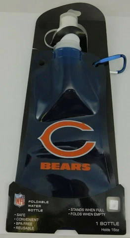 Chicago Bears Foldable Water Bottle 16 oz Biking Hiking Cover