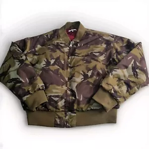 GANNI Camo Bomber Jacket Size M Womens Military Streetwear Edgy Rock Chic EUC - Picture 1 of 11