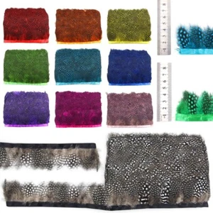 12 colour 5-8 CM Guinea Fowl Chicken Pheasant Feathers Trims ribbon for Clothes - Picture 1 of 23