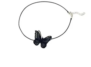 Schmetterling Schlüsselbein Choker Halskette Anhänger Kette Damen schwarz oder weiß - Bild 1 von 2