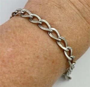 Vintage Beau Sterling Textured & Polished Links Starter Charm Bracelet 7.5" Long - Picture 1 of 2